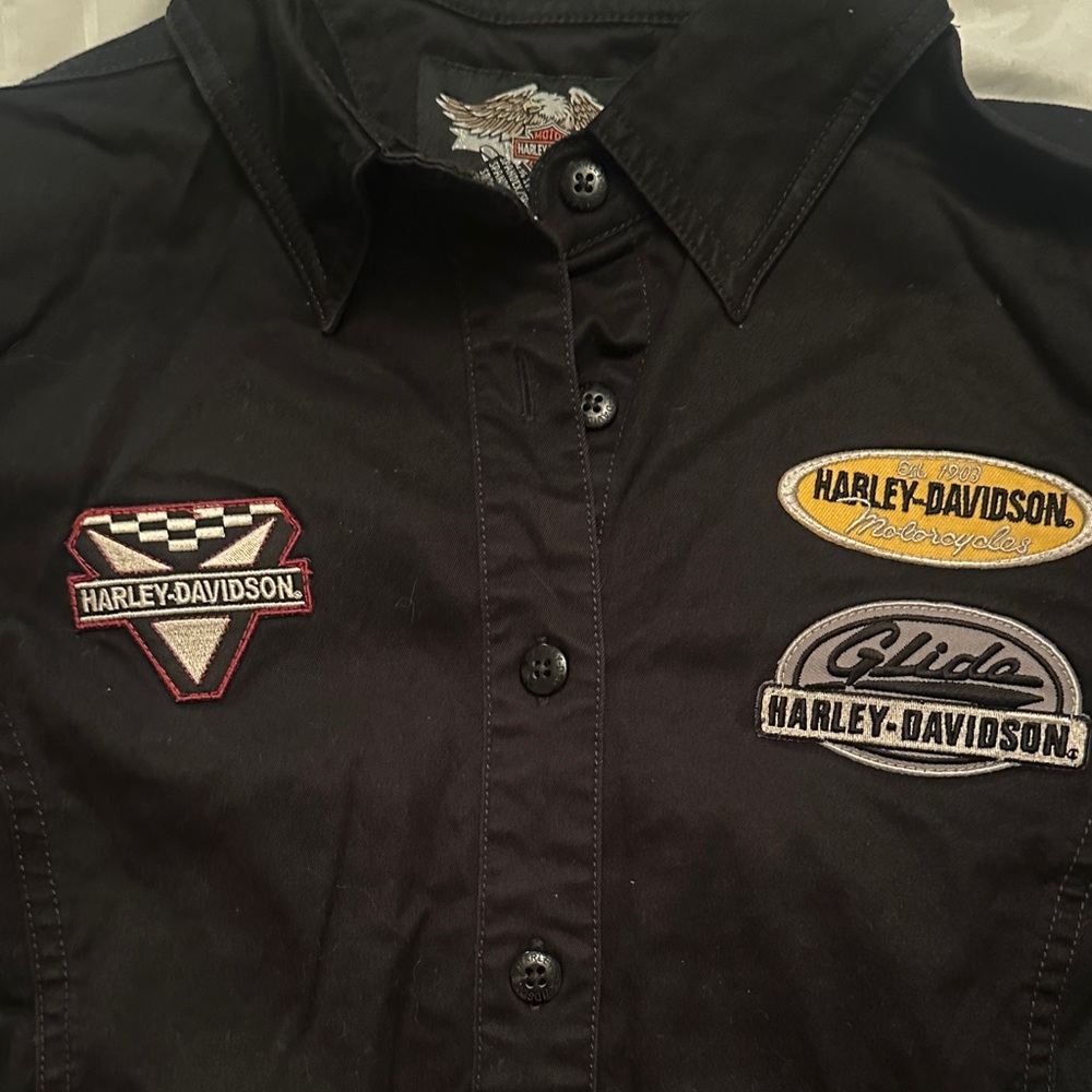 Vintage Harley-Davidson Black Shirt with Patches